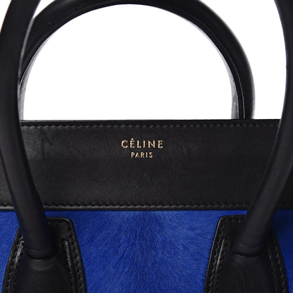 Celine Pony Hair Mini Tri-Color Luggage Royal Blue 9 of 22