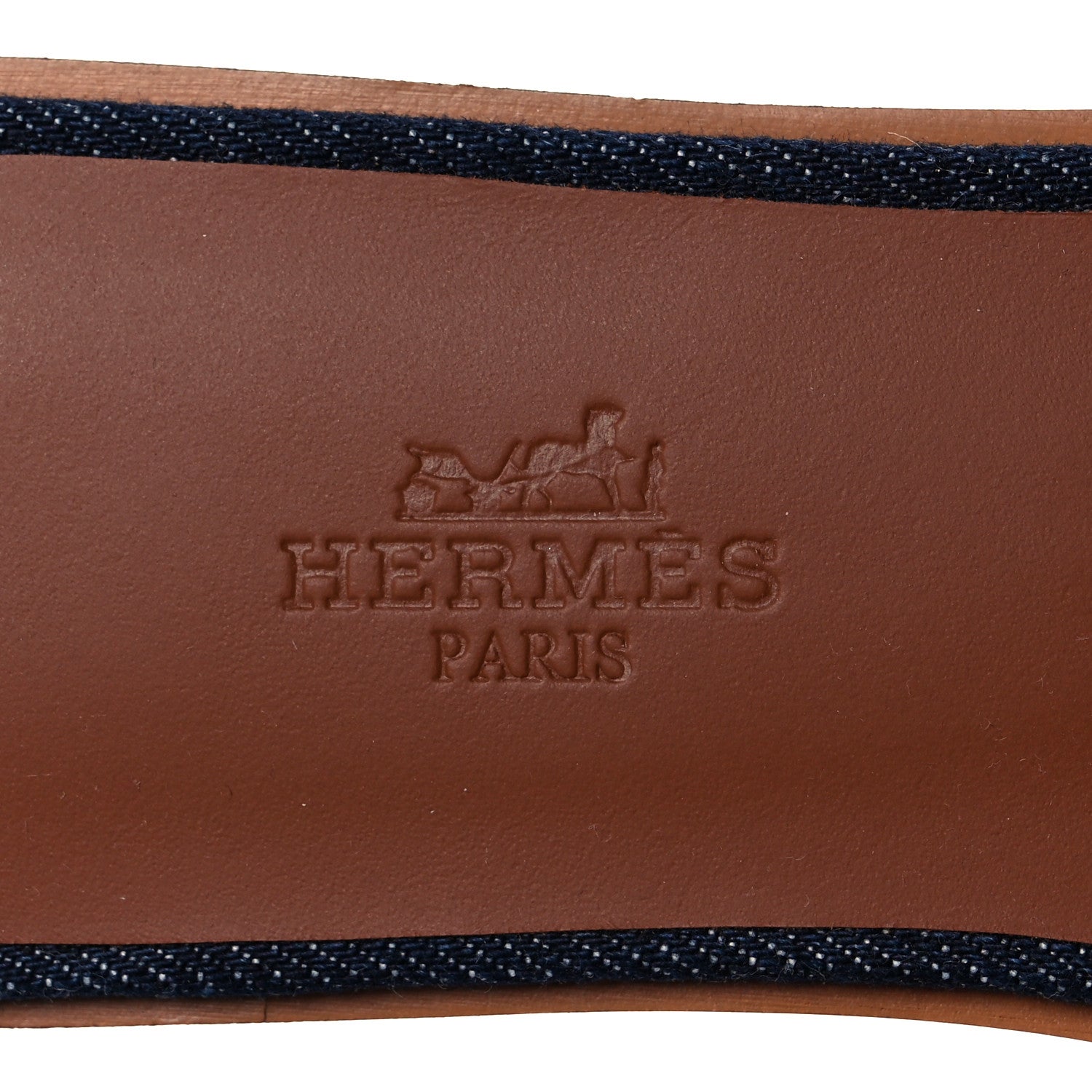 Hermes Calfskin Denim Oran Sandals 36.5 Bleu Brut Gold 7 of 9