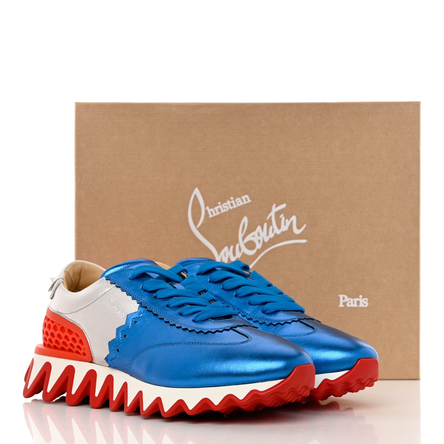 Christian Louboutin Laminated Nappa Neoprene Calfskin Mens Loubishark Sneakers 45 Version Multicolor 9 of 9