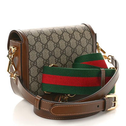 Gucci GG Supreme Monogram Web Mini Horsebit 1955 Shoulder Bag Beige Brown Sugar 3 of 10
