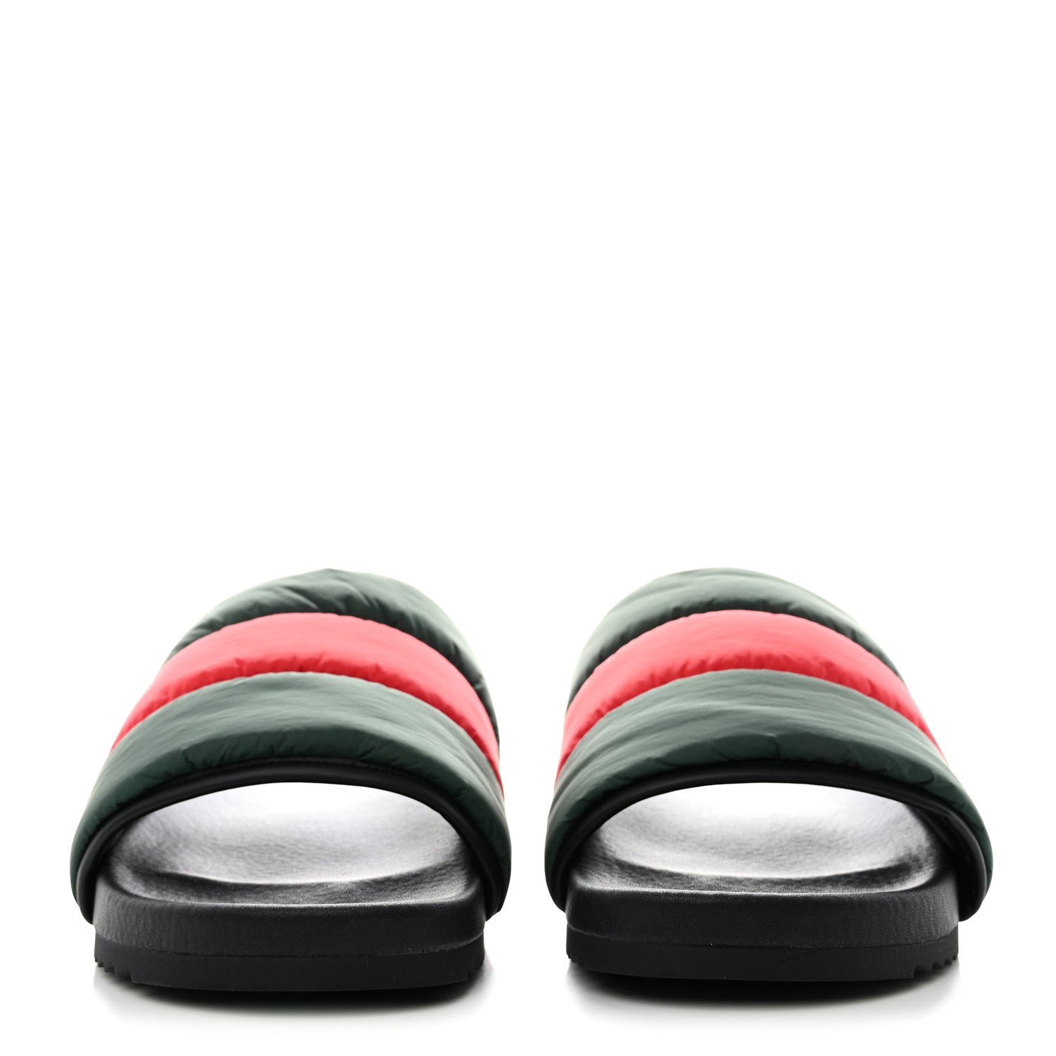 Gucci Nylon Web Womens Slide Sandals 40 Black Green Red 2 of 11