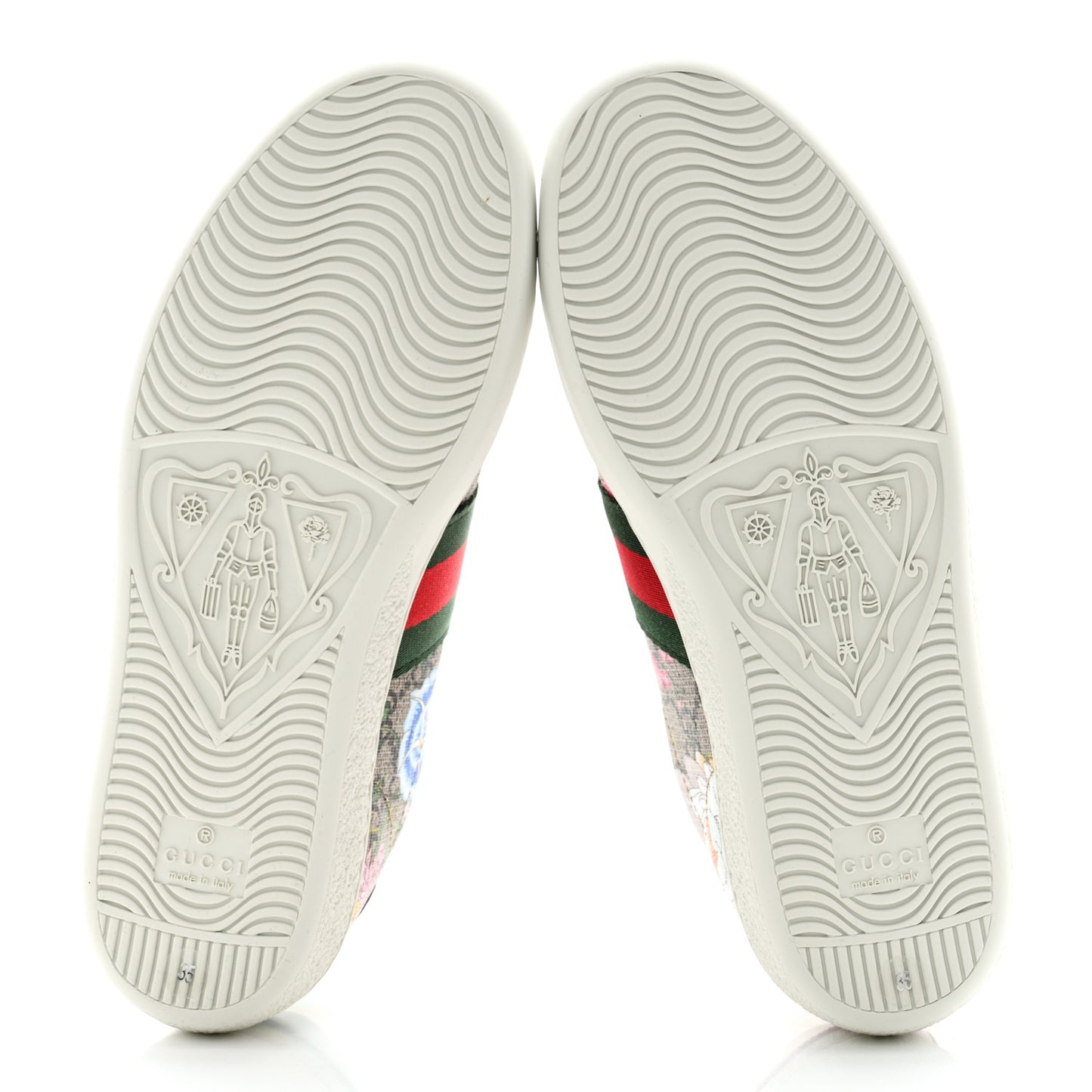 GG Supreme Monogram Flora Web Womens Ace Sneakers 35 Beige Multicolor Rosso