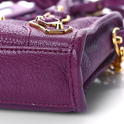 Balenciaga Chevre Gold Metallic Edge Hardware Nano City Violet Prune 8 of 8