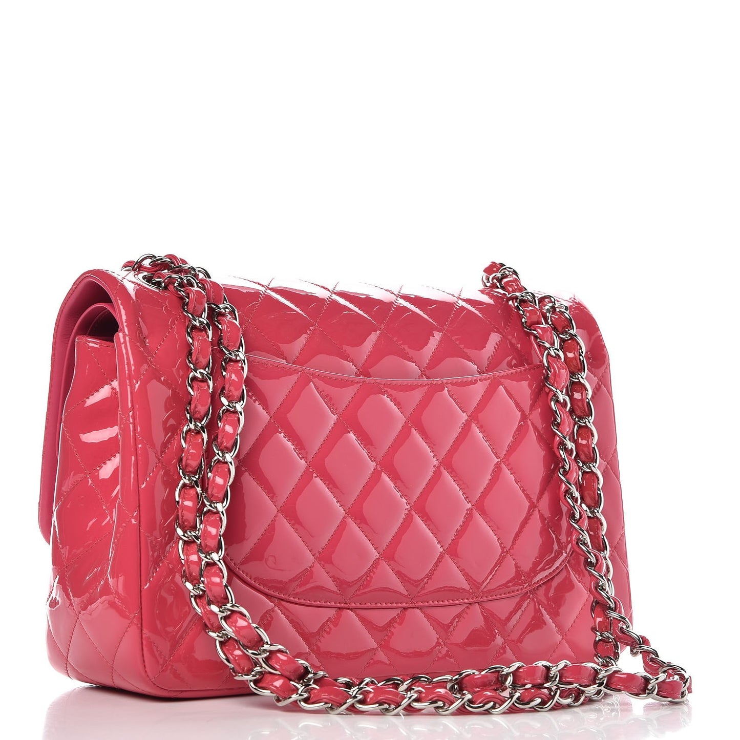 Patent Quilted Jumbo Double Flap Pink
