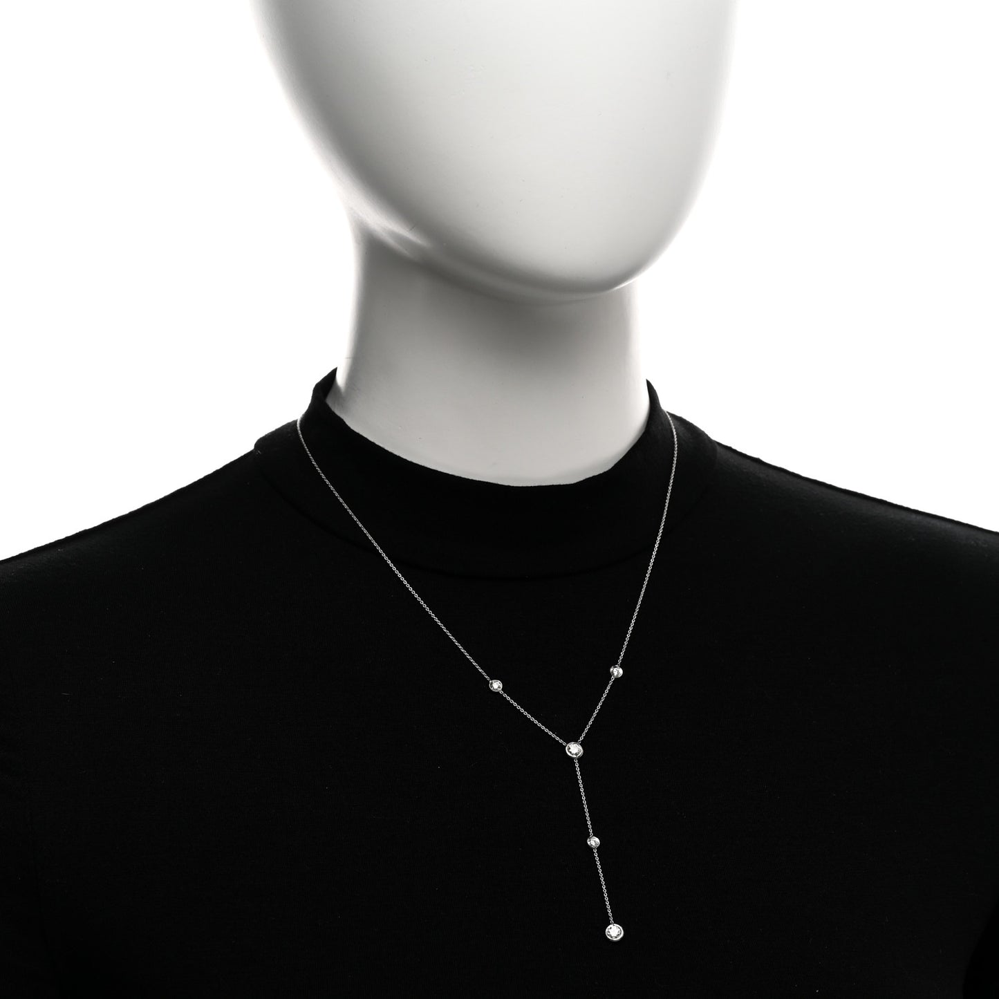 18K White Gold Diamond Diamonds By The Inch 5 Station Y Necklace