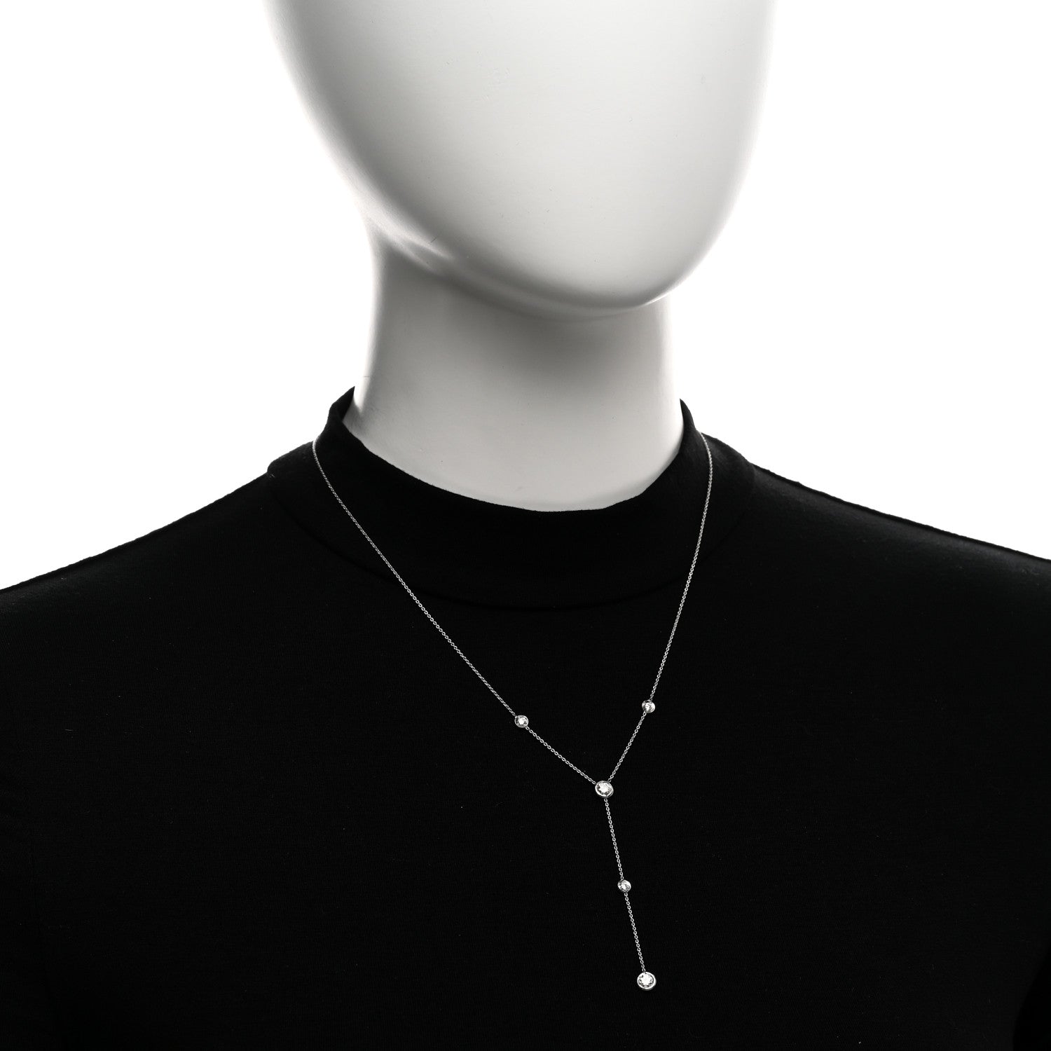 Roberto Coin 18K White Gold Diamond Diamonds By The Inch 5 Station Y Necklace 2 of 4