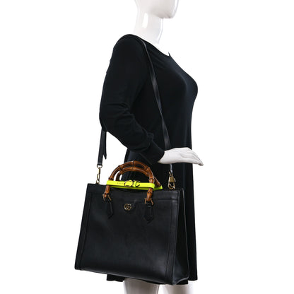 Gucci Calfskin Medium Diana Tote Bag Black Yellow Fluo 2 of 9