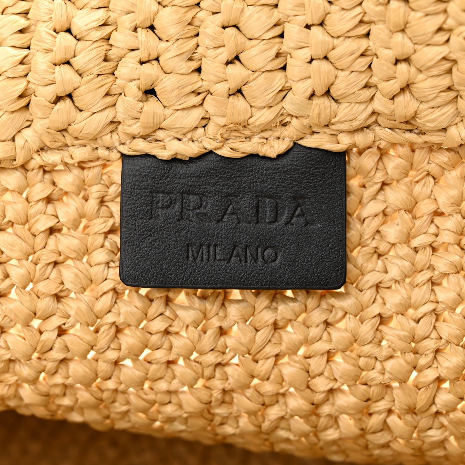 Prada Yarn Raffia Effect Crochet Embroidered Small Logo Tote Naturale 6 of 10