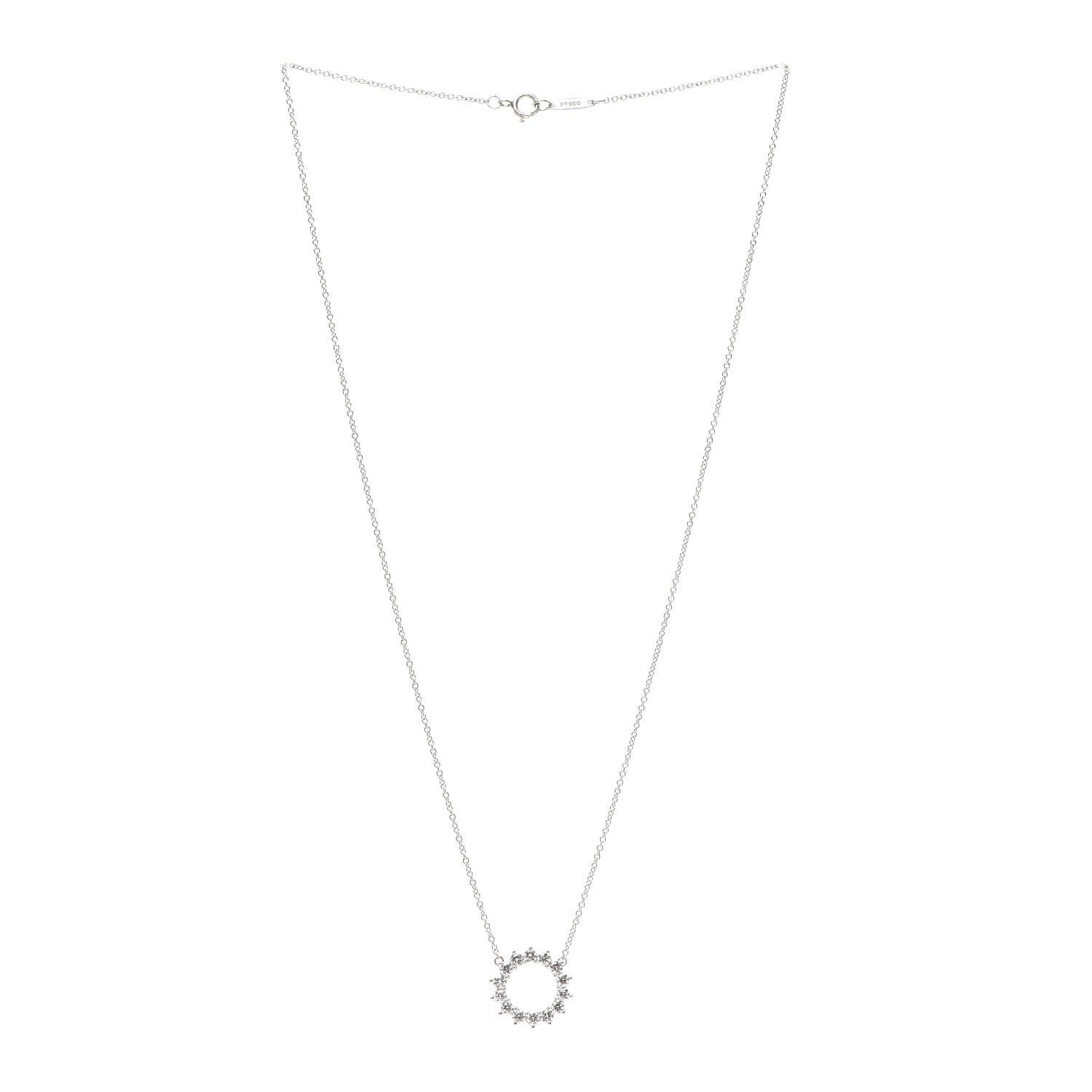 Tiffany Platinum Diamond Small Open Circle Pendant Necklace 3 of 5