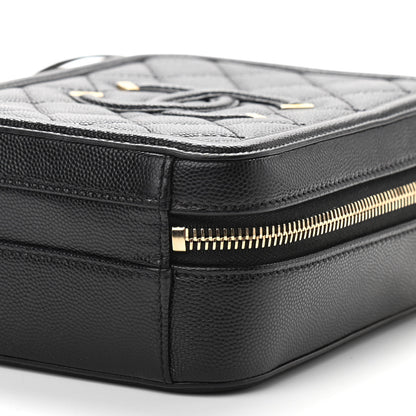 Chanel Caviar Quilted CC North South Filigree Vanity Case Black 10 of 11