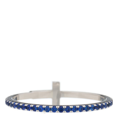 Tiffany 18K White Gold Blue Sapphire T Wire Pave Ring 53 6.5 3 of 7