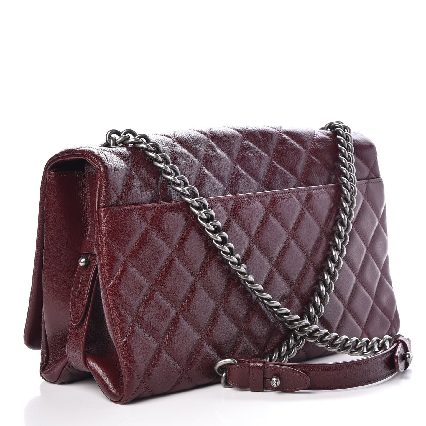 Goatskin Quilted Large City Rock Flap Burgundy