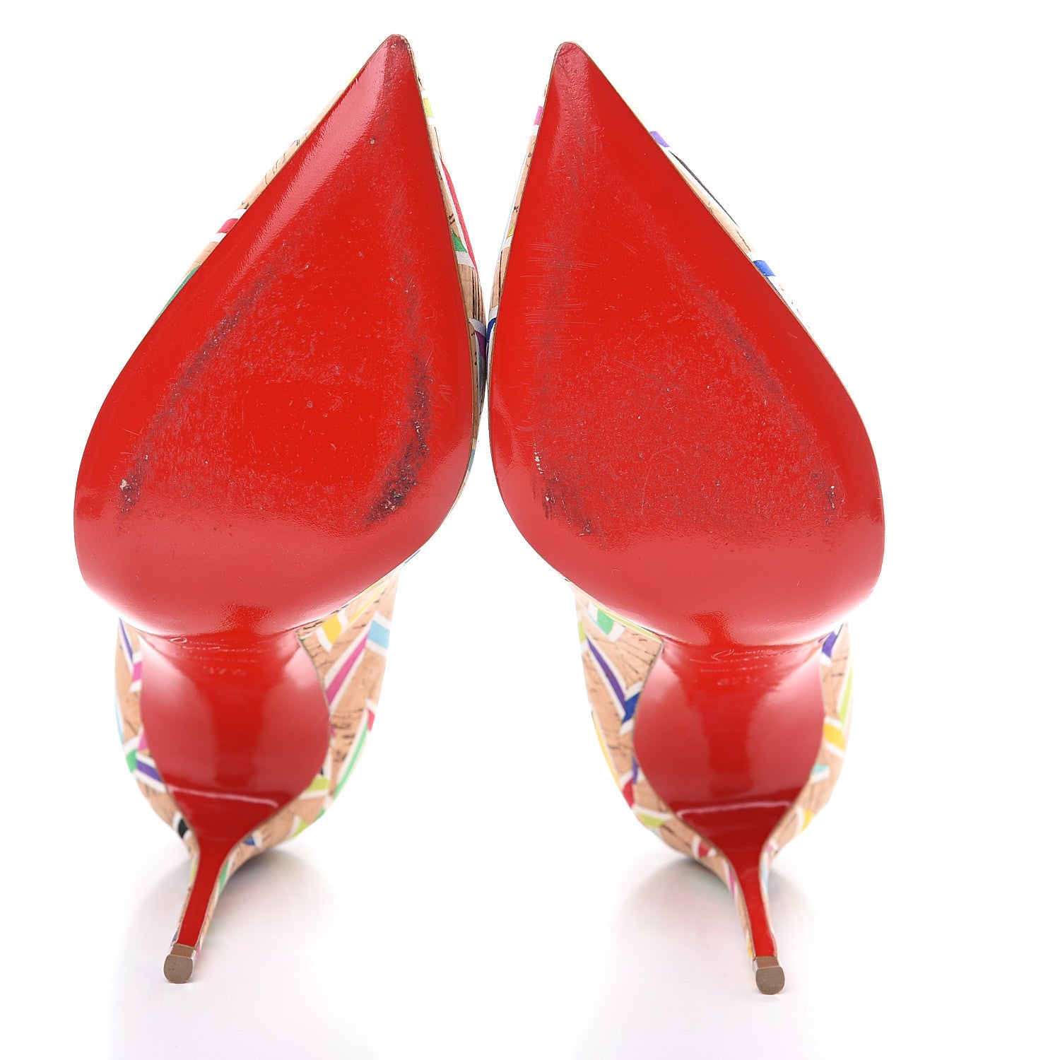 Christian Louboutin Cork Chevron Print Pigalle Follies 100 Pumps 37.5 Multicolor 5 of 9