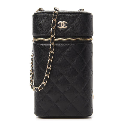 Chanel Caviar Quilted Phone Holder With Chain Black 1 of 12