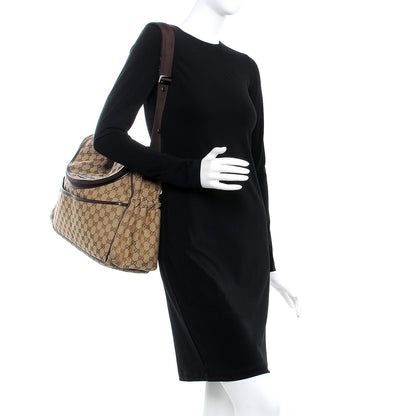 Gucci Monogram Natural Pigskin Large Diaper Bag Beige Ebony Cocoa Dark Chocolate 2 of 8