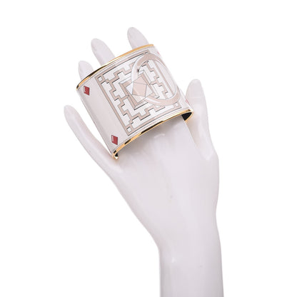 Hermes Enamel Printed Mega Wide Colliers De Chien Bracelet 65 Toiles 2 of 6