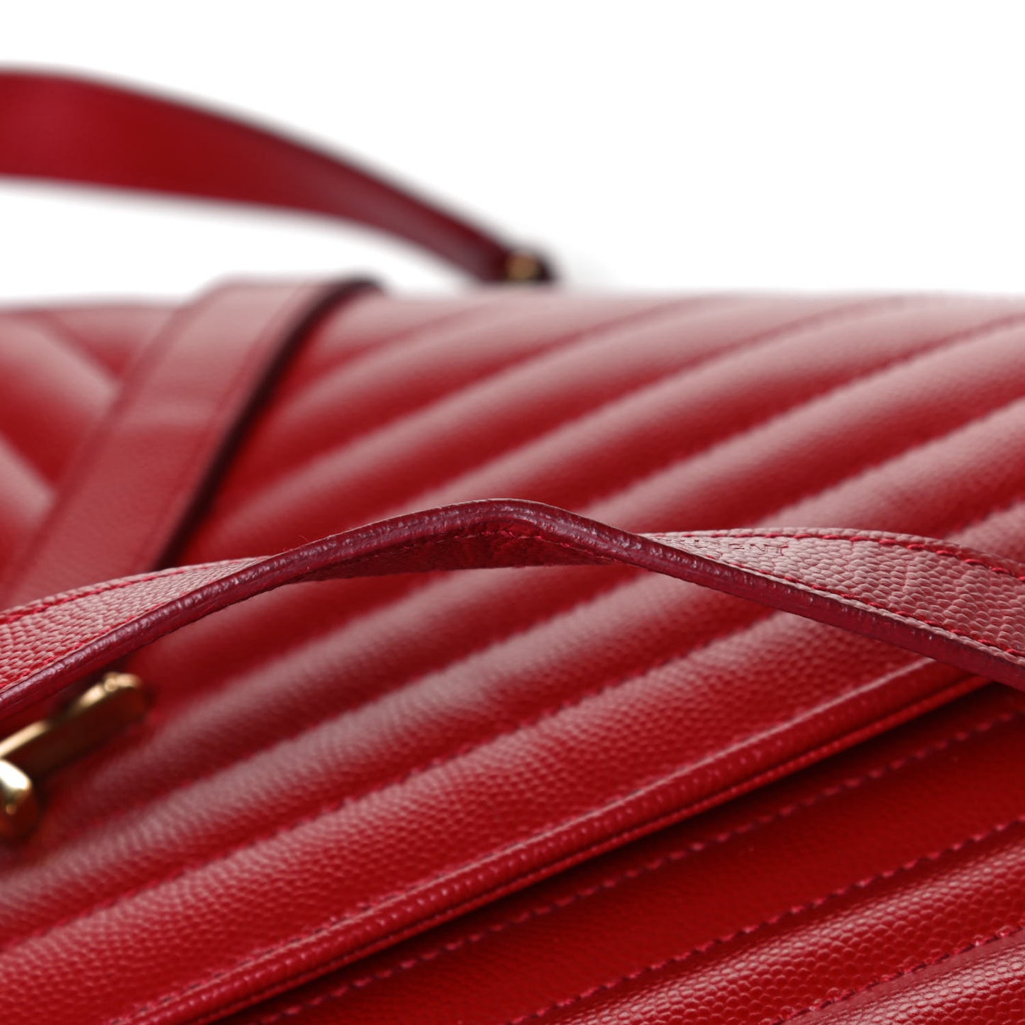 Grain De Poudre Matelasse Chevron Large Monogram Satchel Lipstick Red