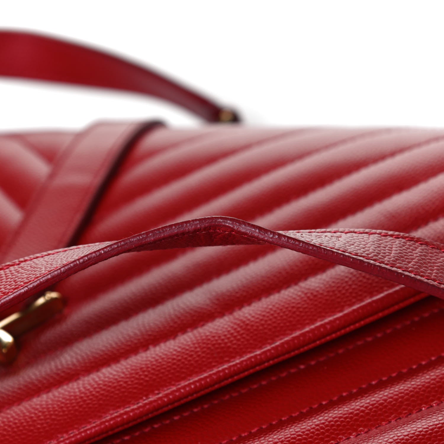 Saint Laurent Grain De Poudre Matelasse Chevron Large Monogram Satchel Lipstick Red 15 of 17