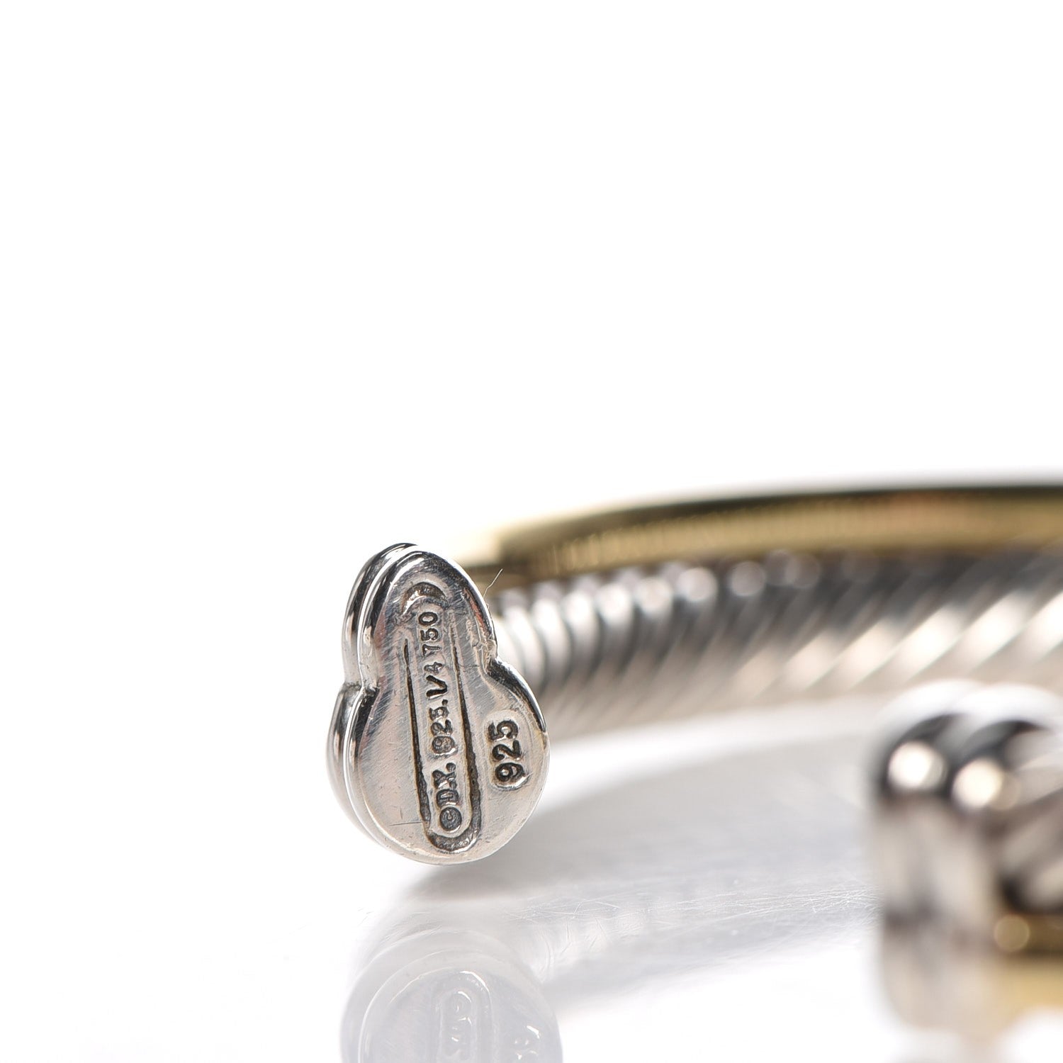 David Yurman Sterling Silver 18K Yellow Plated Gold 5mm Crossover Cuff 5 of 5