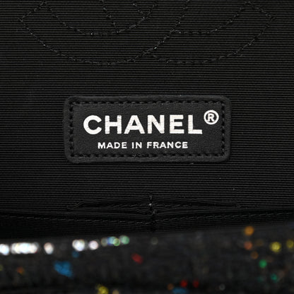 Chanel Tweed Quilted Medium Double Flap Black White Yellow Pink 5 of 10