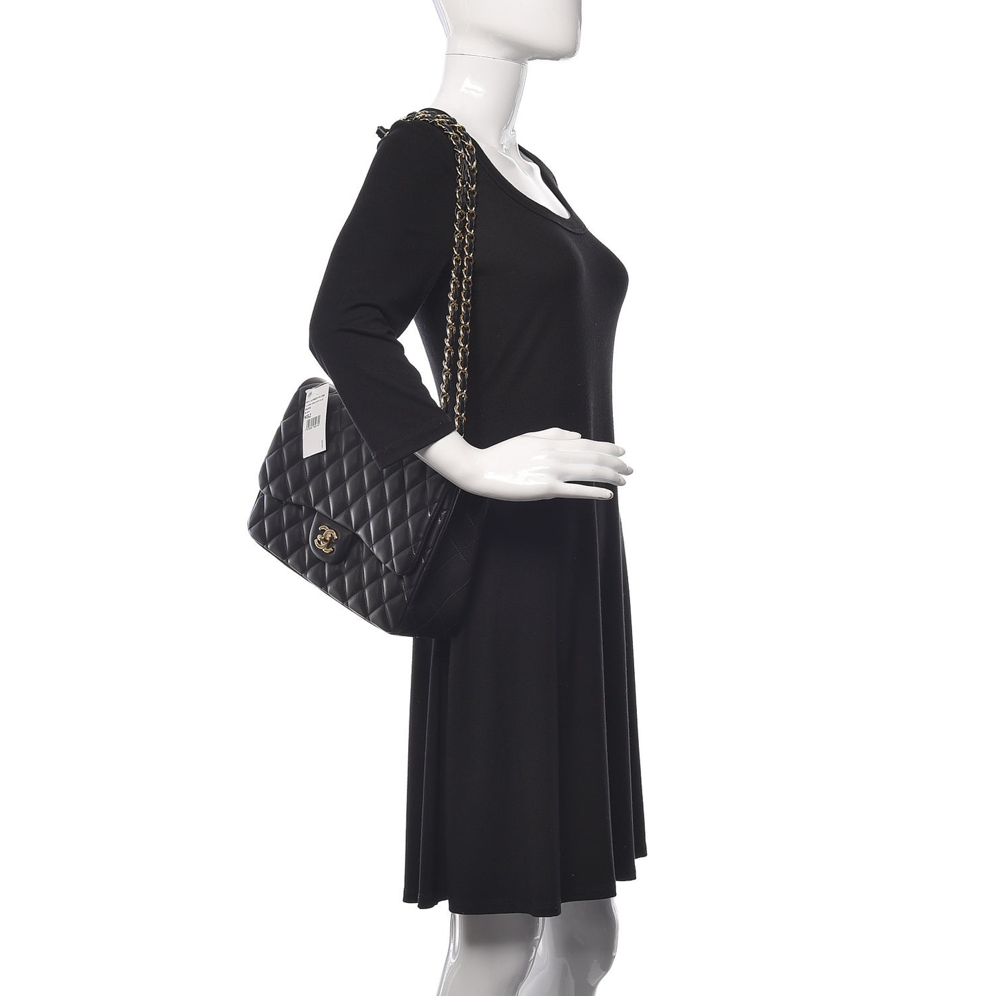 Lambskin Quilted Jumbo Single Flap Black