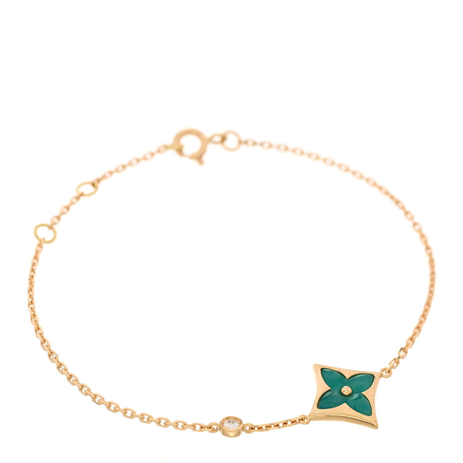 Louis Vuitton 18K Yellow Gold Diamond Amazonite Color Blossom BB Star Bracelet 1 of 4