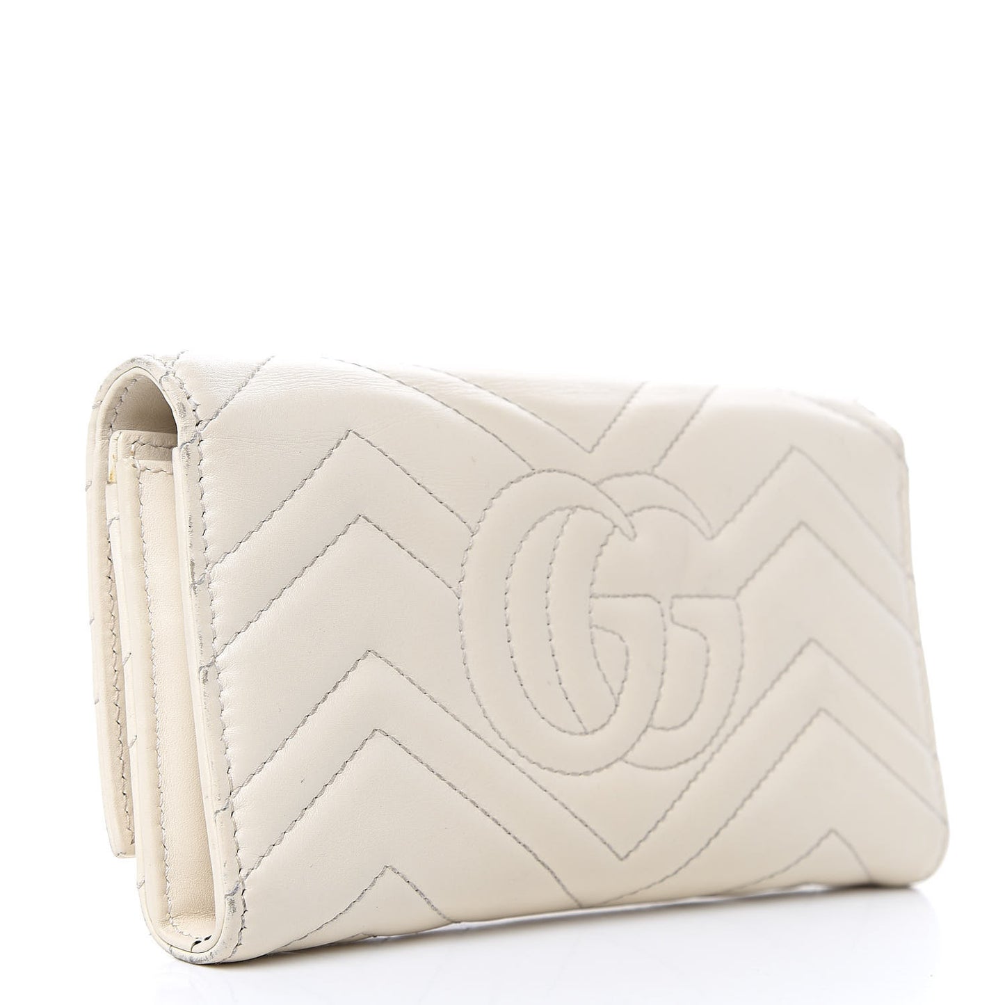 Calfskin Matelasse GG Marmont Continental Wallet Mystic White