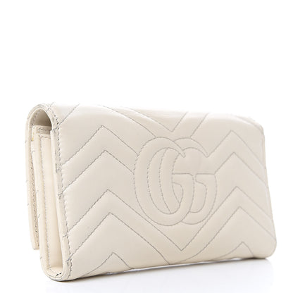 Gucci Calfskin Matelasse GG Marmont Continental Wallet Mystic White 3 of 17