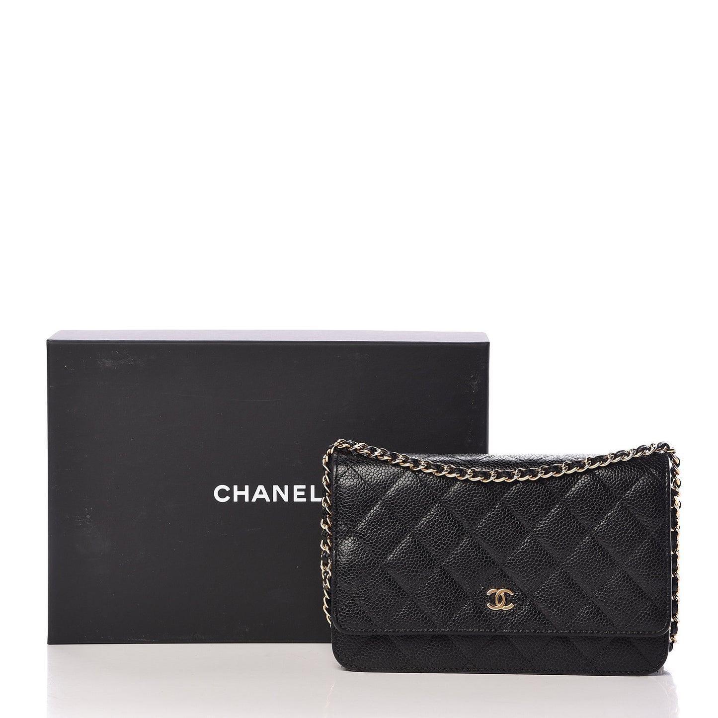Caviar Quilted Wallet On Chain WOC Black