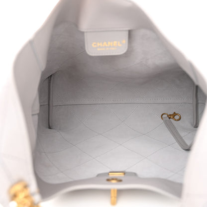Chanel Shiny Lambskin Lambskin Quilted Medium Hobo Grey 6 of 12