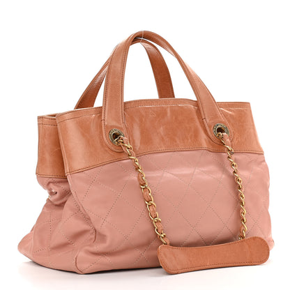 Chanel Calfskin Quilted In The Mix Small Shopping Tote Light Red 2 of 12