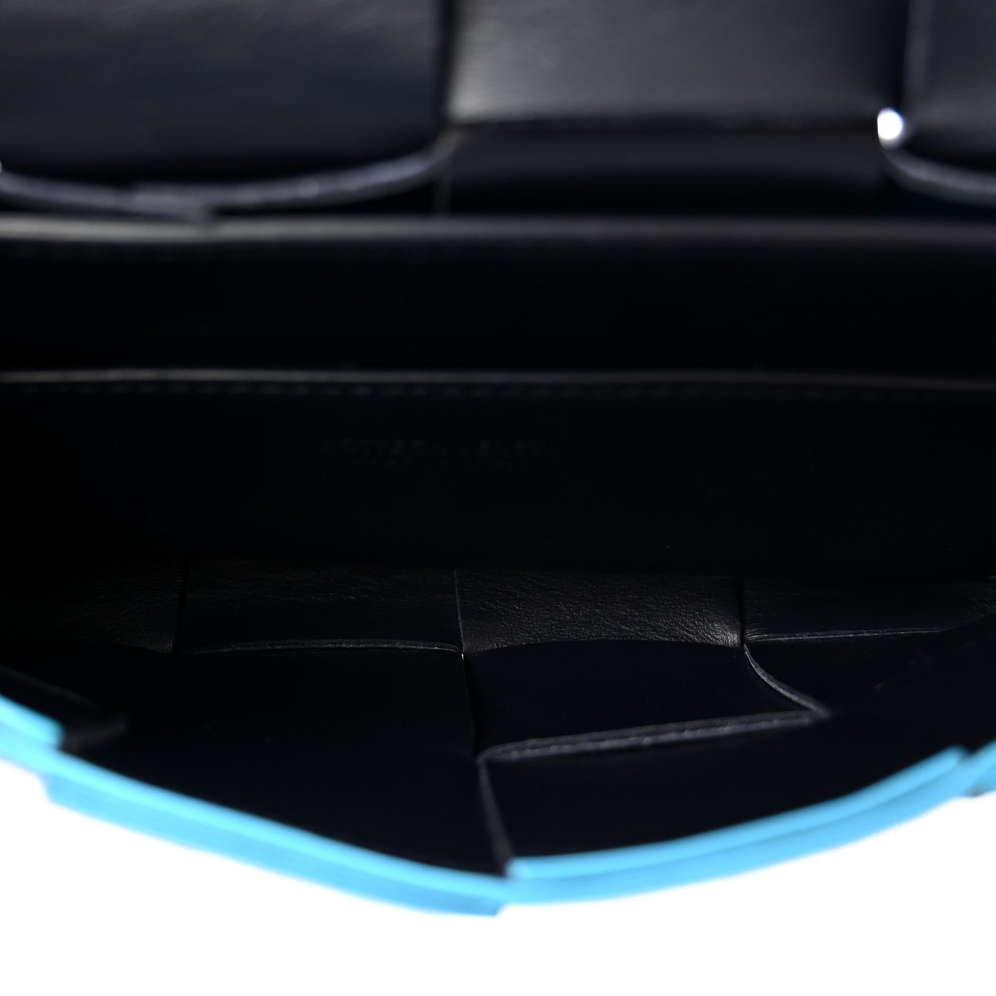 Grained Calfskin Intrecciato Cassette Belt Bag Deep Blue Pool