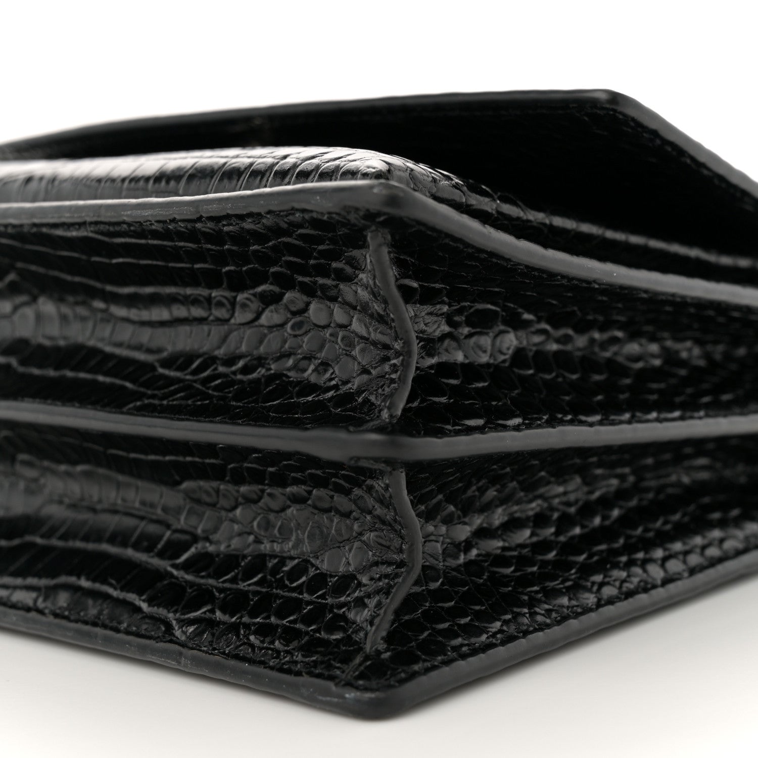 Saint Laurent Calfskin Crocodile Embossed Medium Monogram Sunset Black 11 of 12
