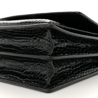 Saint Laurent Calfskin Crocodile Embossed Medium Monogram Sunset Black 11 of 12