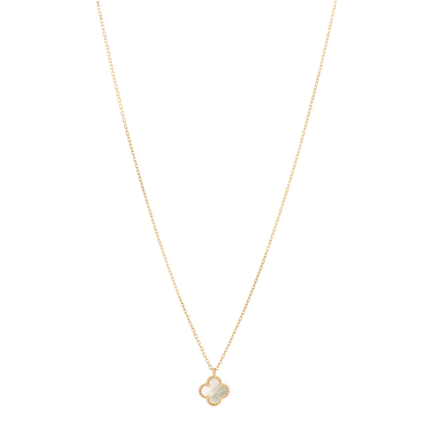 Van Cleef & Arpels 18K Yellow Gold Mother of Pearl Sweet Alhambra Pendant Necklace 1 of 5