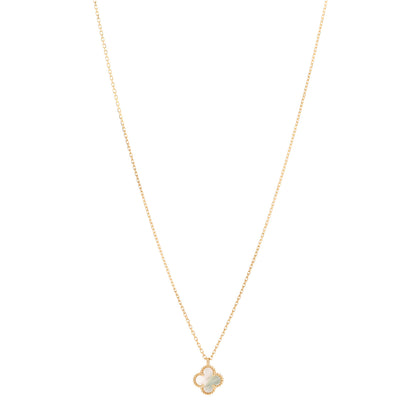 Van Cleef & Arpels 18K Yellow Gold Mother of Pearl Sweet Alhambra Pendant Necklace 1 of 5