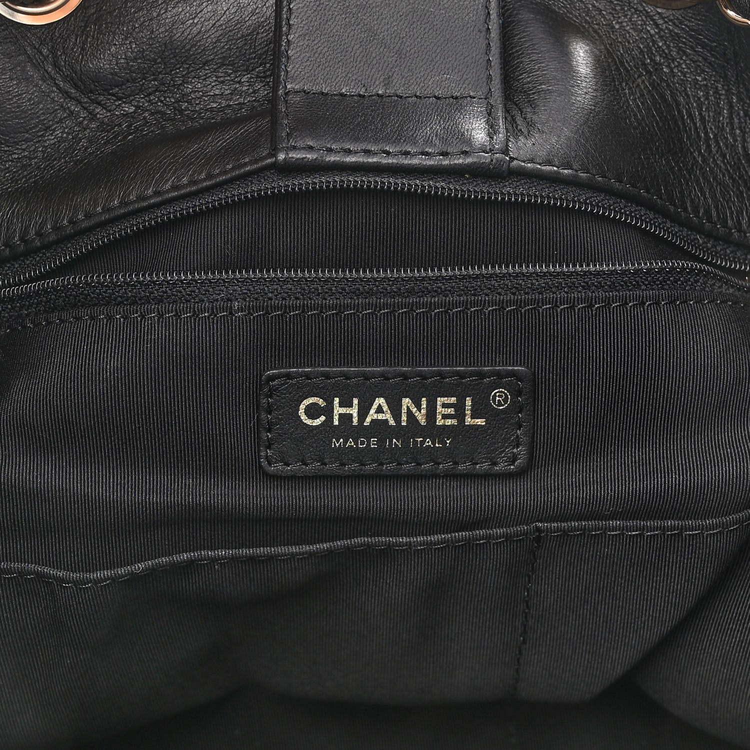Chanel Lambskin Quilted Large Drawstring Bag Black 6 of 13