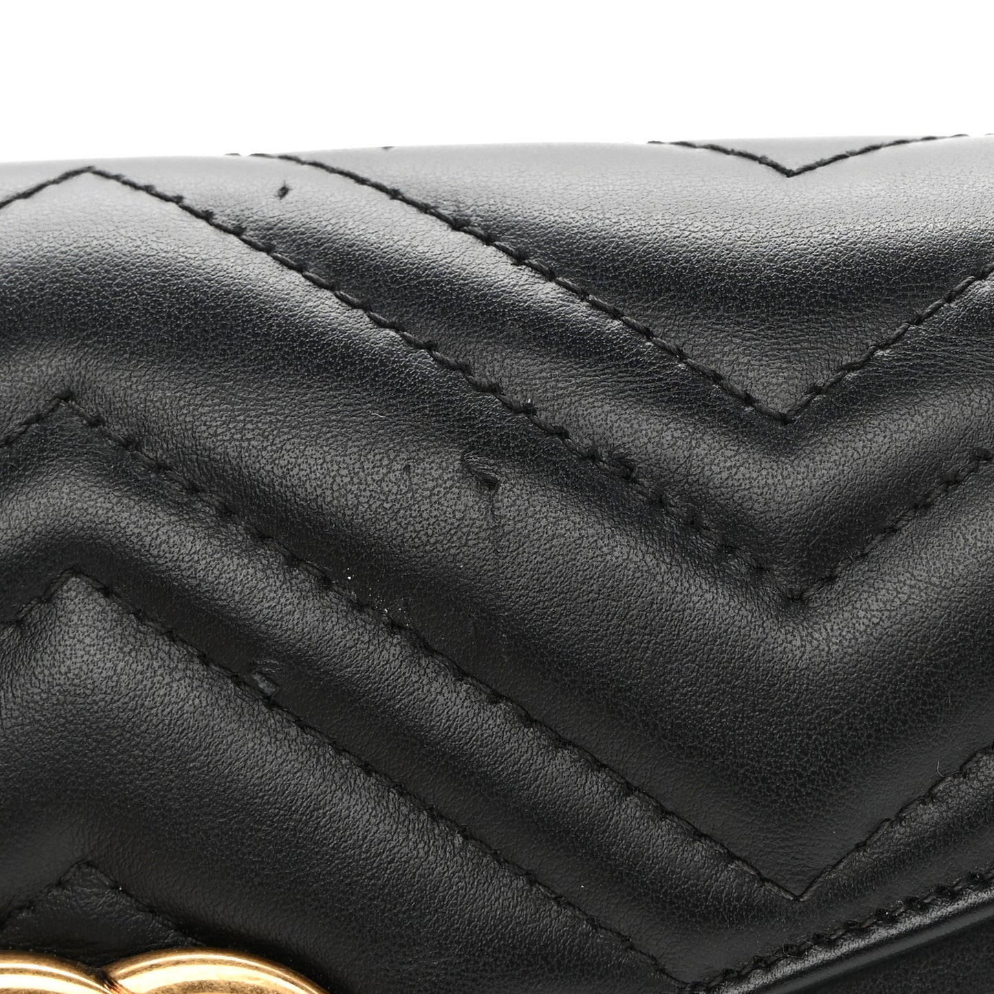 Calfskin Matelasse GG Marmont Chain Wallet Black
