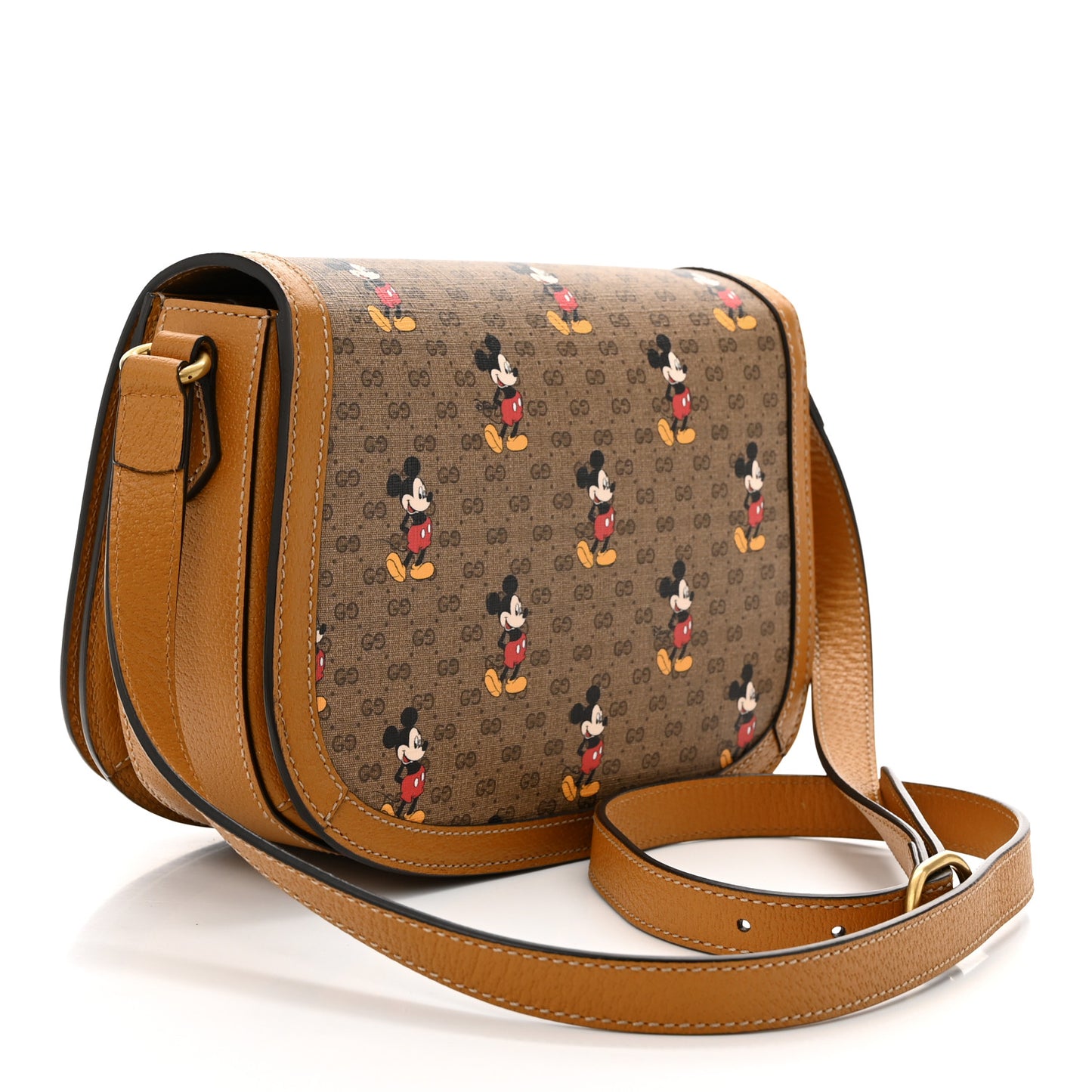 X DISNEY Mini Vintage GG Supreme Monogram Mickey Mouse Small Flap Messenger Bag Beige Vintage Sun Oil