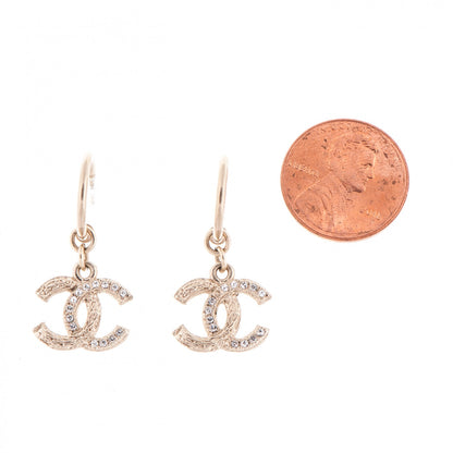 Chanel Crystal CC Drop Earrings Gold 2 of 4