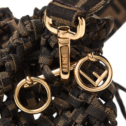 Fendi Fabric Jacquard F is Fendi FF 1974 Woven Knotted Mini Mon Tresor Bucket Bag Tabacco Moro 8 of 8