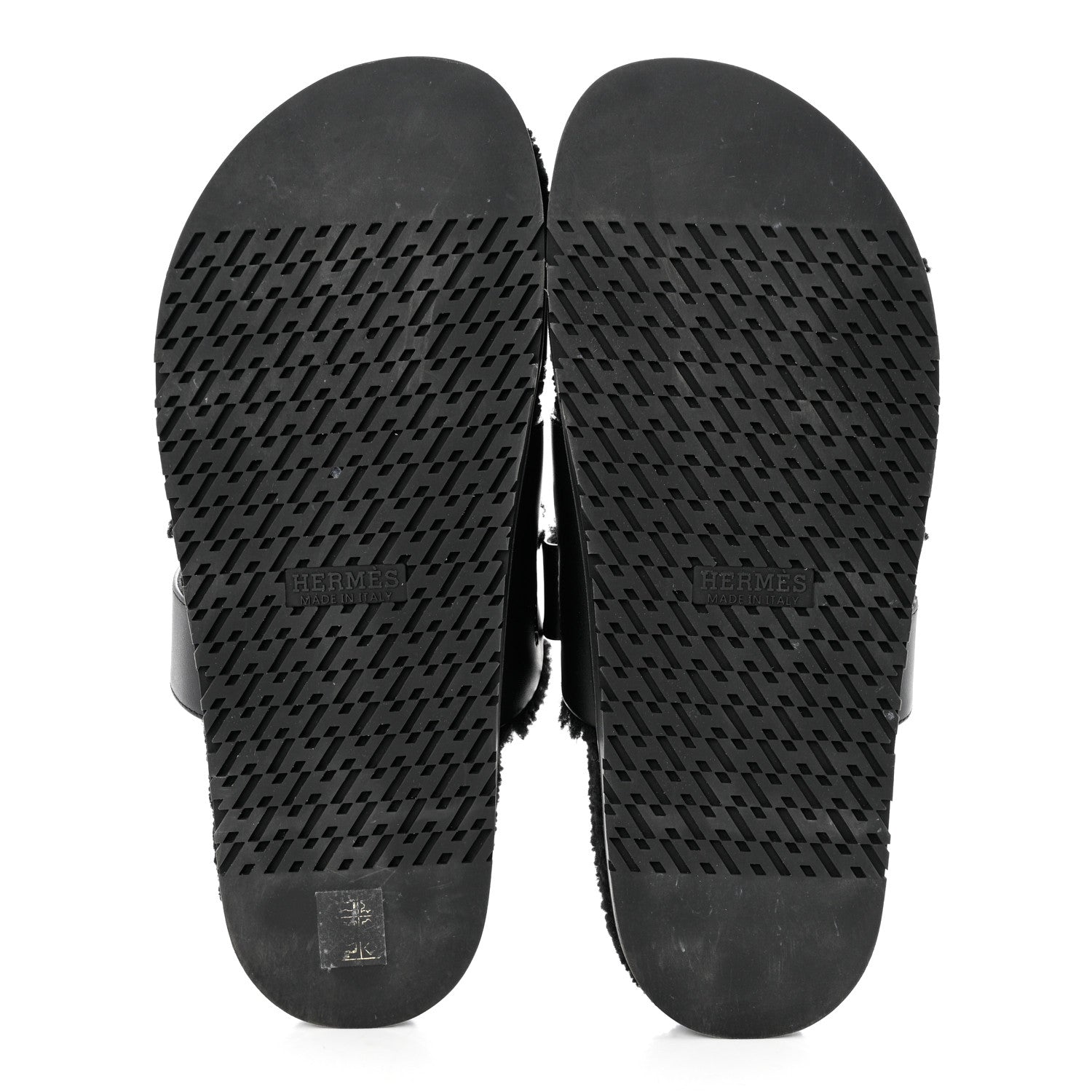 Hermes Calfskin Woolskin Mens Chypre Sandals 43 Black 5 of 8