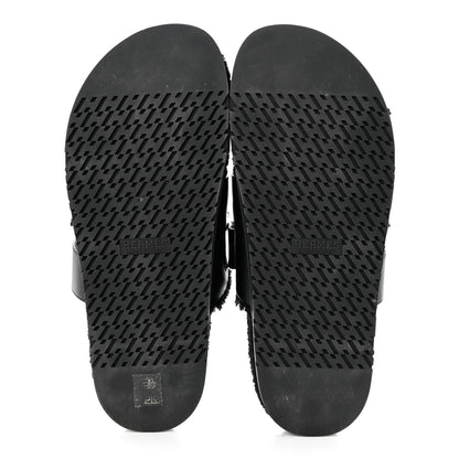 Hermes Calfskin Woolskin Mens Chypre Sandals 43 Black 5 of 8