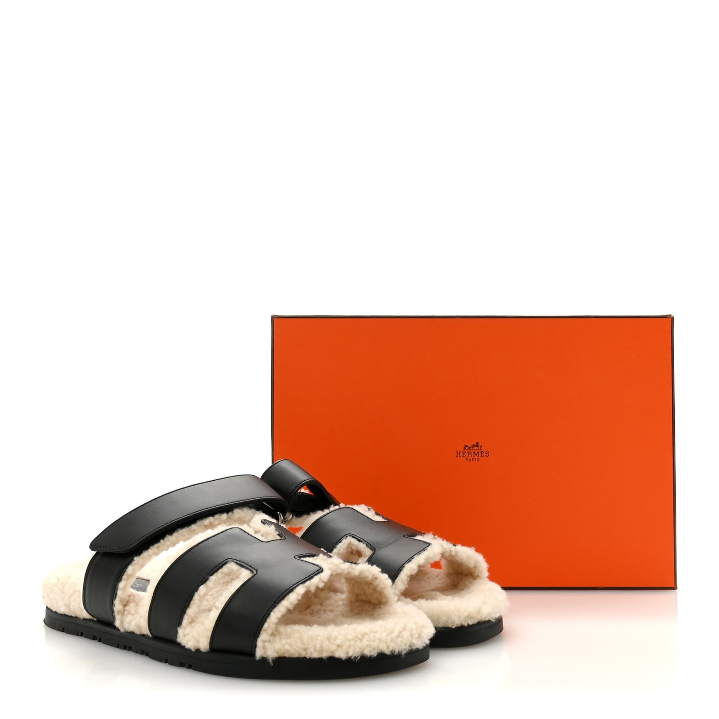 Calfskin Woolskin Womens Chypre Sandals 40 Black Ecru
