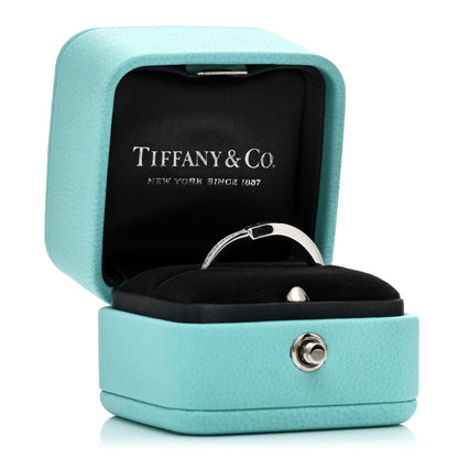 Tiffany 18K White Gold Diamond Lock Ring 62 10 5 of 5