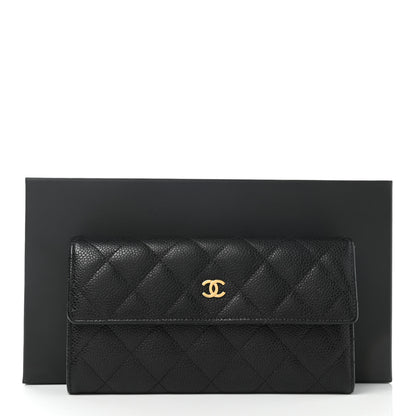 Chanel Caviar Quilted Large Gusset Flap Wallet Black 8 of 8