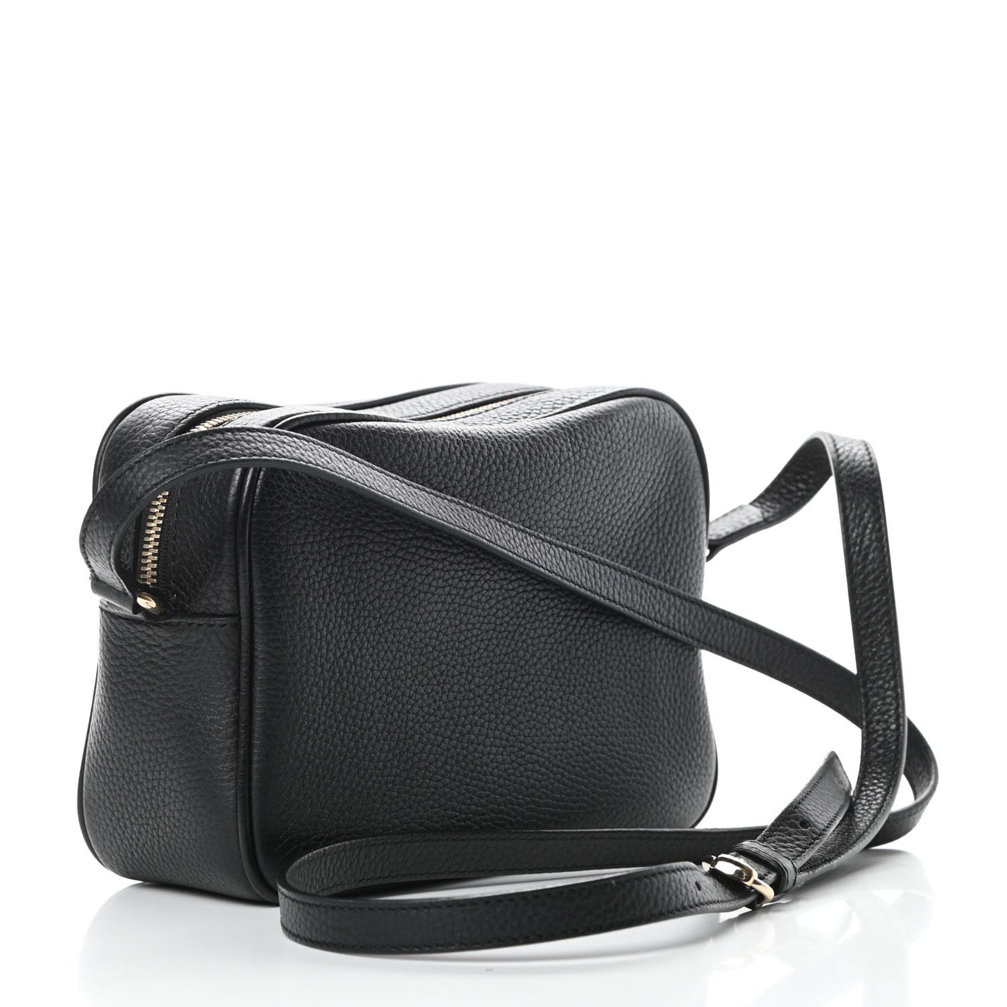 Pebbled Calfskin Small Soho Disco Bag Black