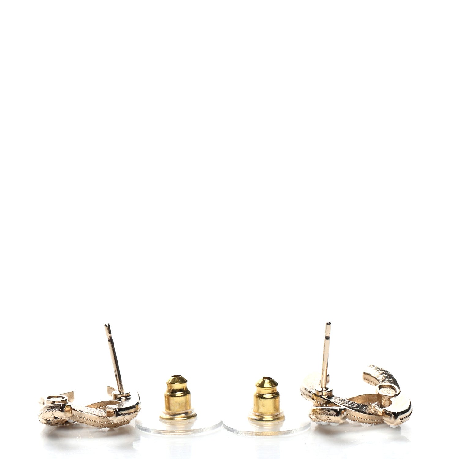 Chanel Resin Pearl CC Earrings Gold Black 3 of 4