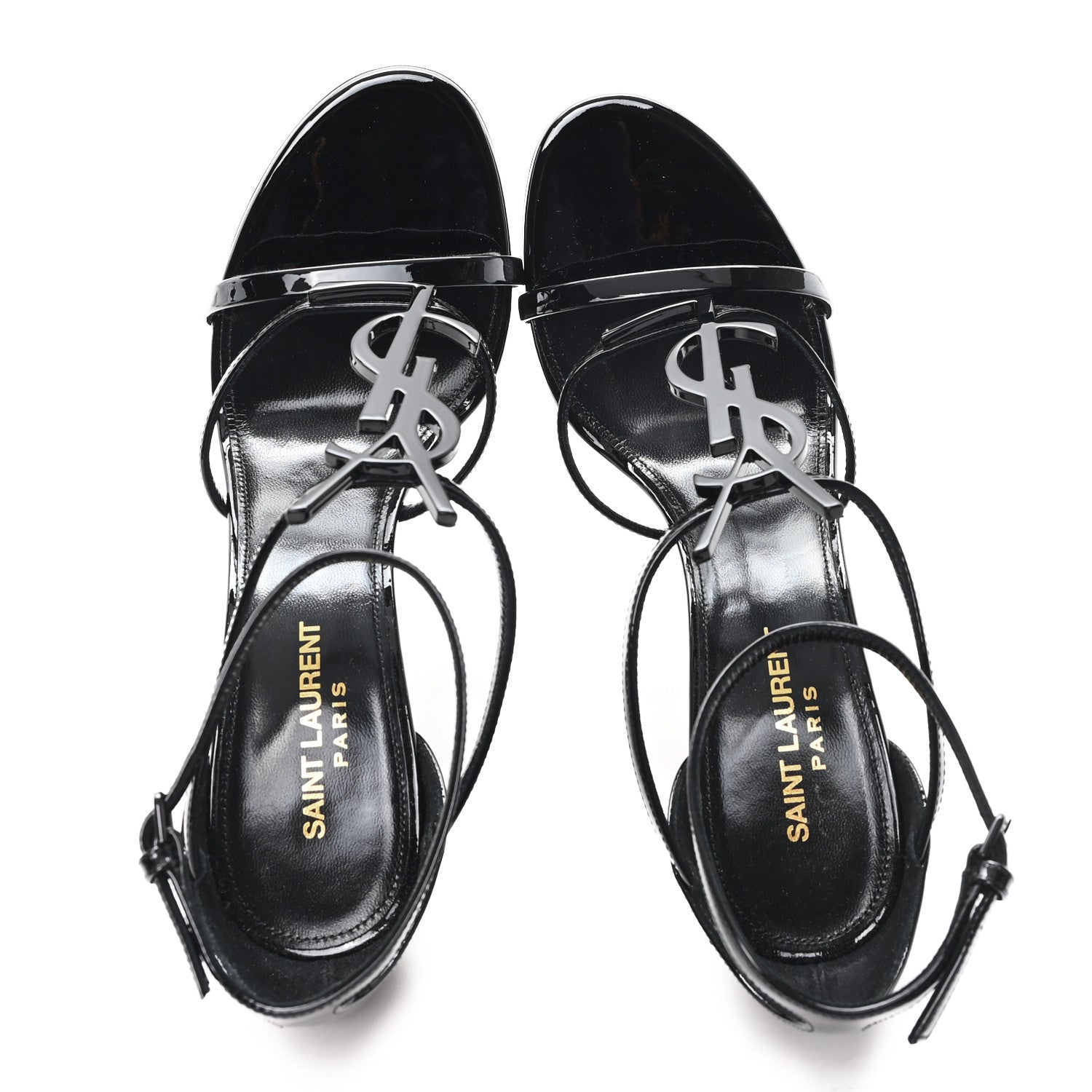 Saint Laurent Vernice Chiffon Cassandra 100 Ankle Strap Sandals 39 Black 2 of 10