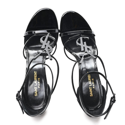 Saint Laurent Vernice Chiffon Cassandra 100 Ankle Strap Sandals 39 Black 2 of 10